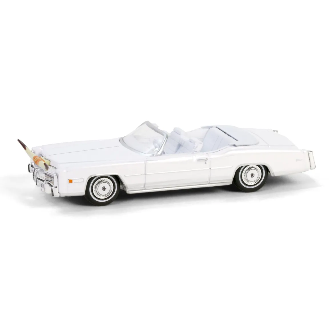1/64 1976 Cadillac Eldorado Convertible with Bull Horns Hood Ornament, White, Hobby Exclusive