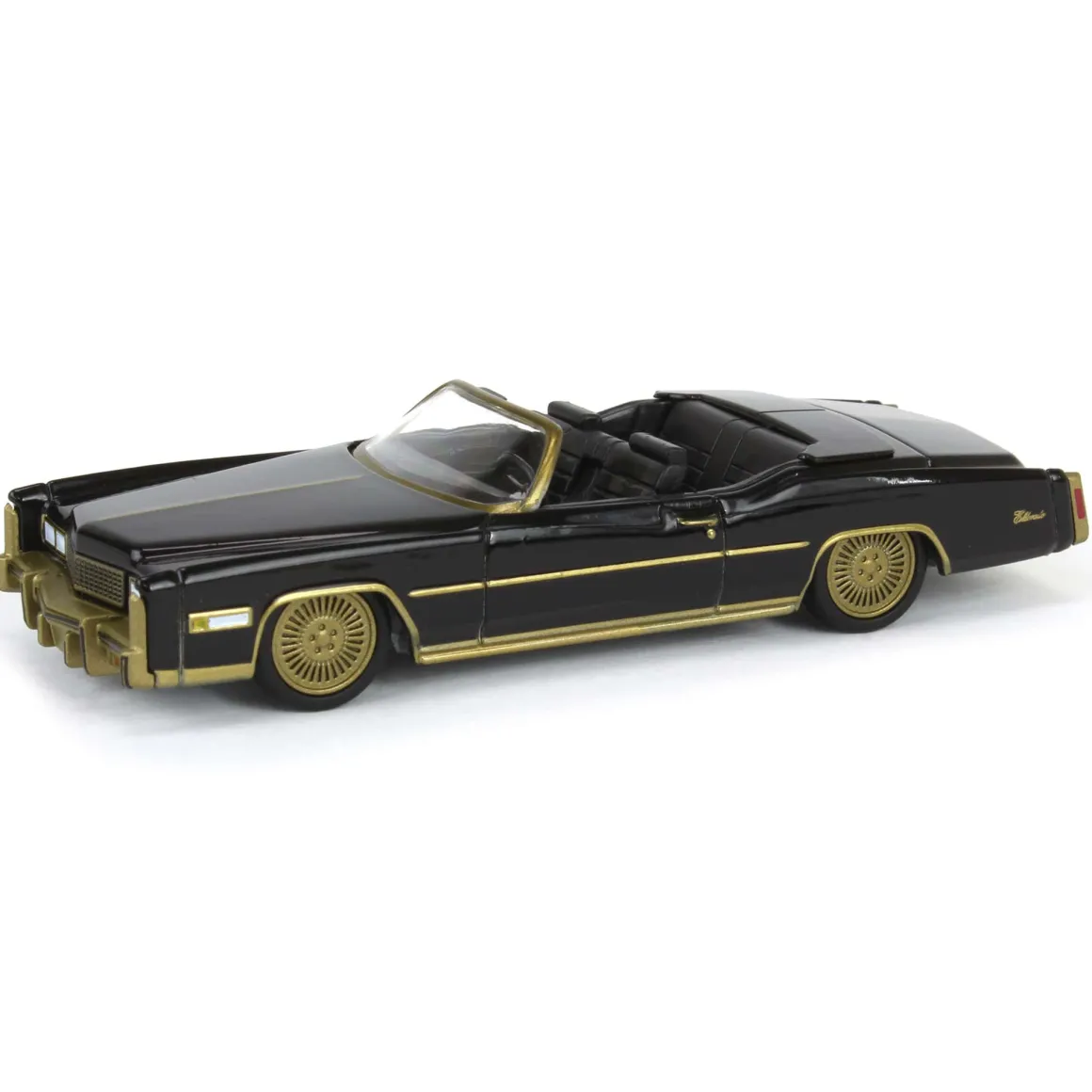 1/64 1976 Cadillac Eldorado Convertible, Black & Gold, California Lowriders Series 6