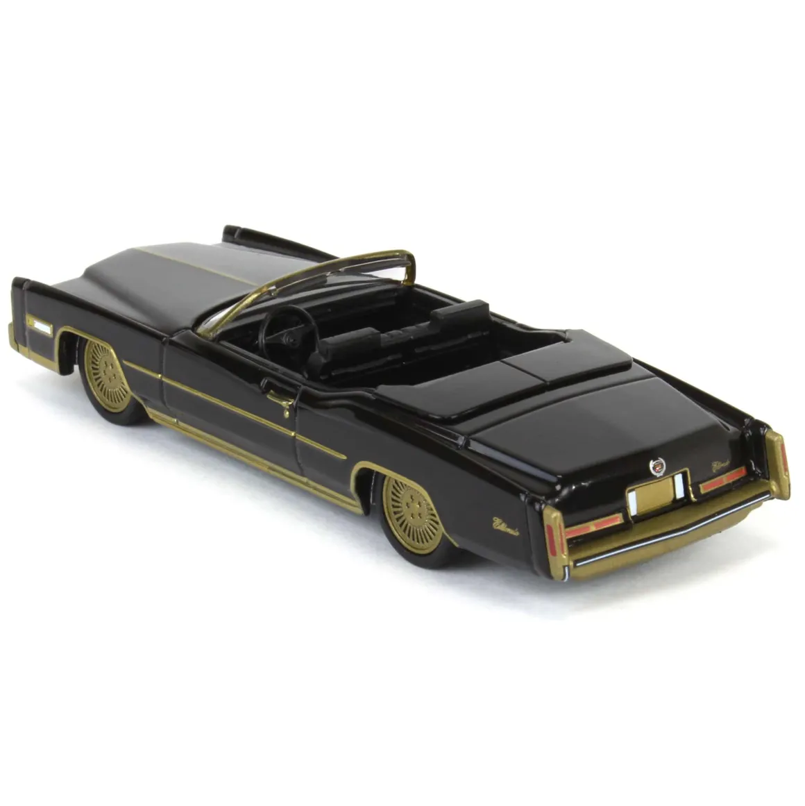 1/64 1976 Cadillac Eldorado Convertible, Black & Gold, California Lowriders Series 6