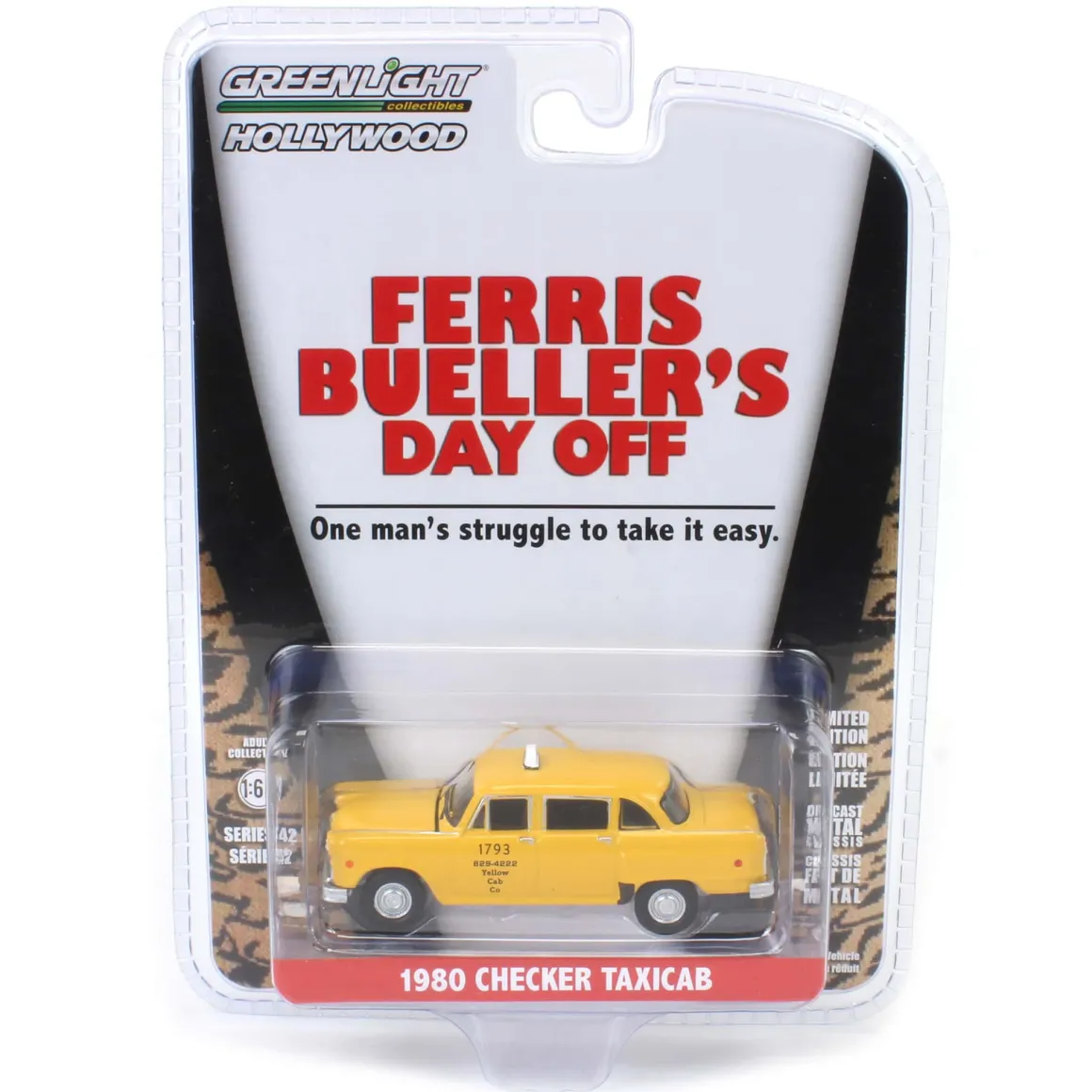1/64 1980 Checker Taxicab Yellow Cab #1793, Ferris Bueller's Day Off (1986), Hollywood Series 42