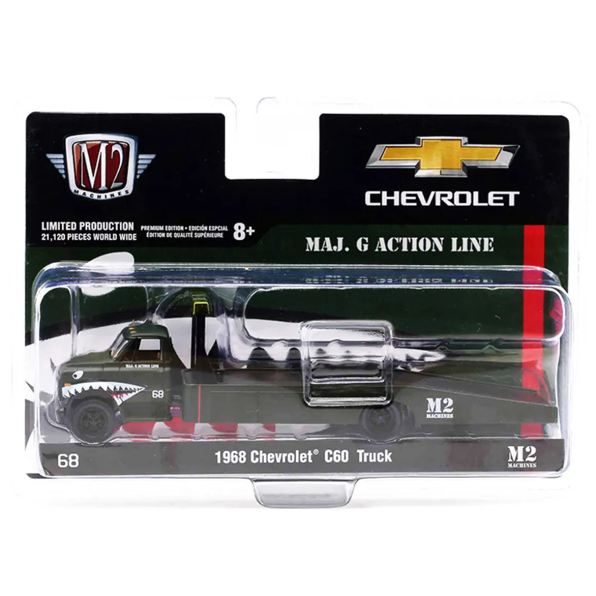 1/64 1968 Chevrolet C60 Ramp Truck, Maj. G Action Line, M2 Machines Hobby Exclusive