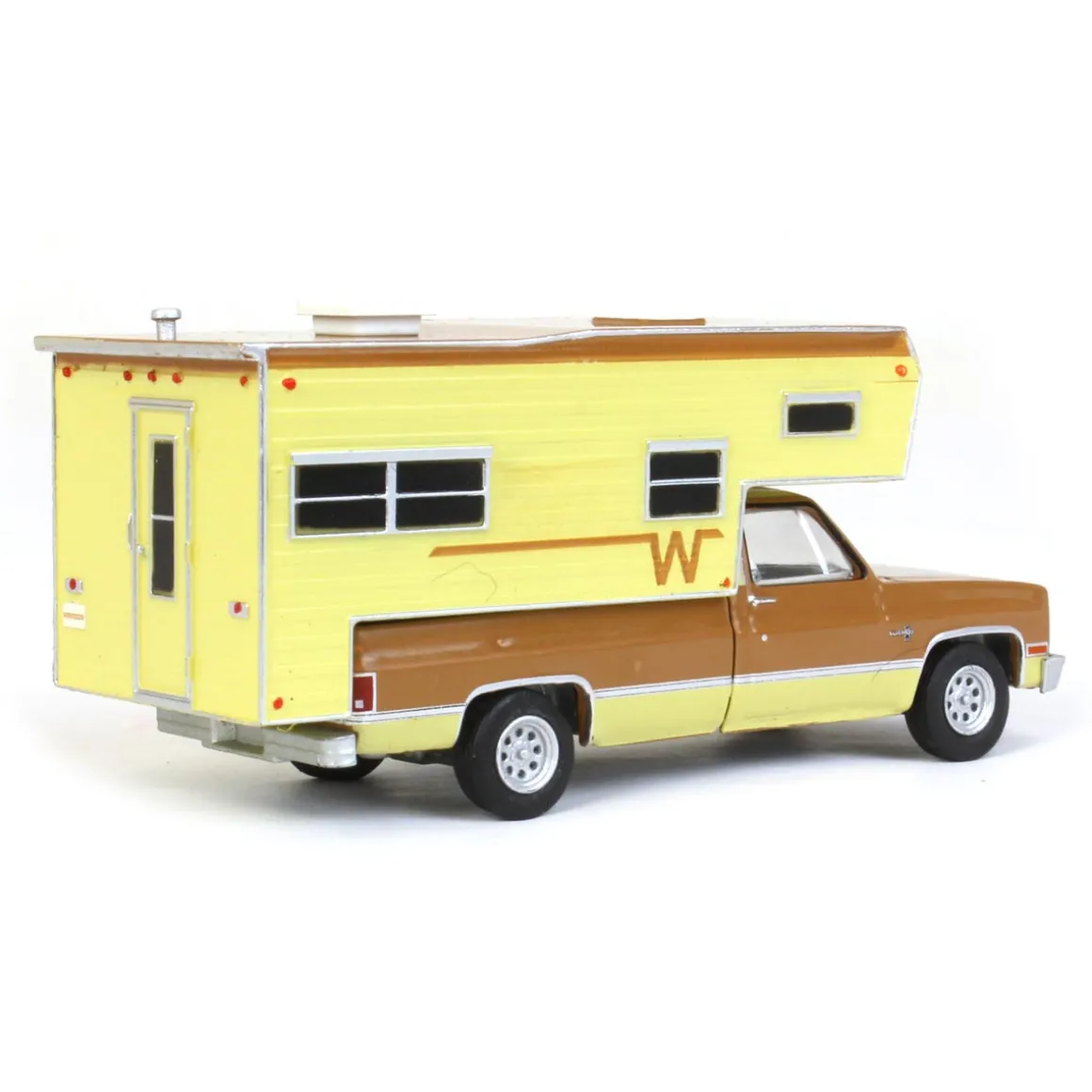 1/64 1986 Chevrolet C20 Silverado with Winnebago Slide in Camper, Copper and Tan