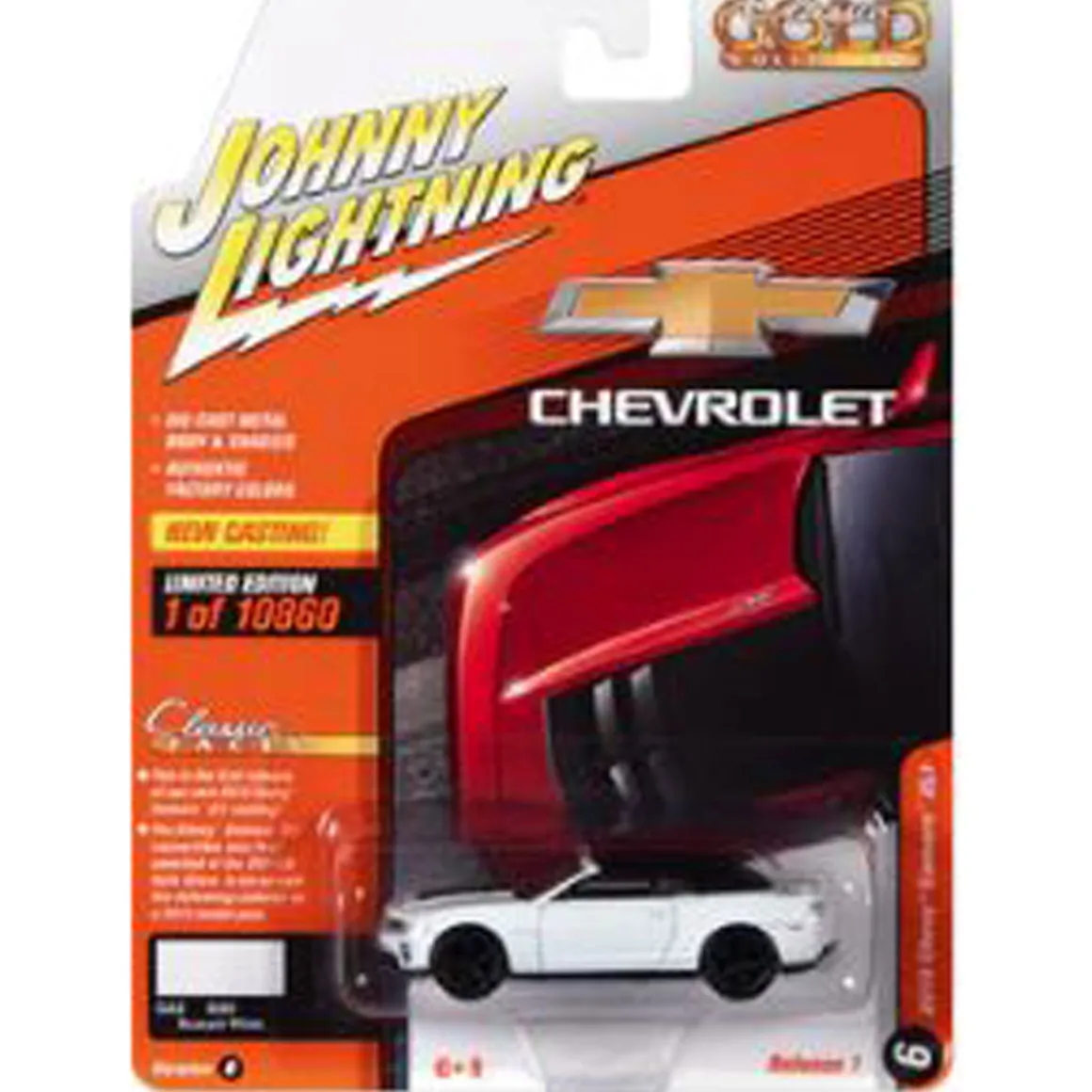 1/64 2013 Chevrolet Camaro ZL1 Convertible, White, Johnny Lightning