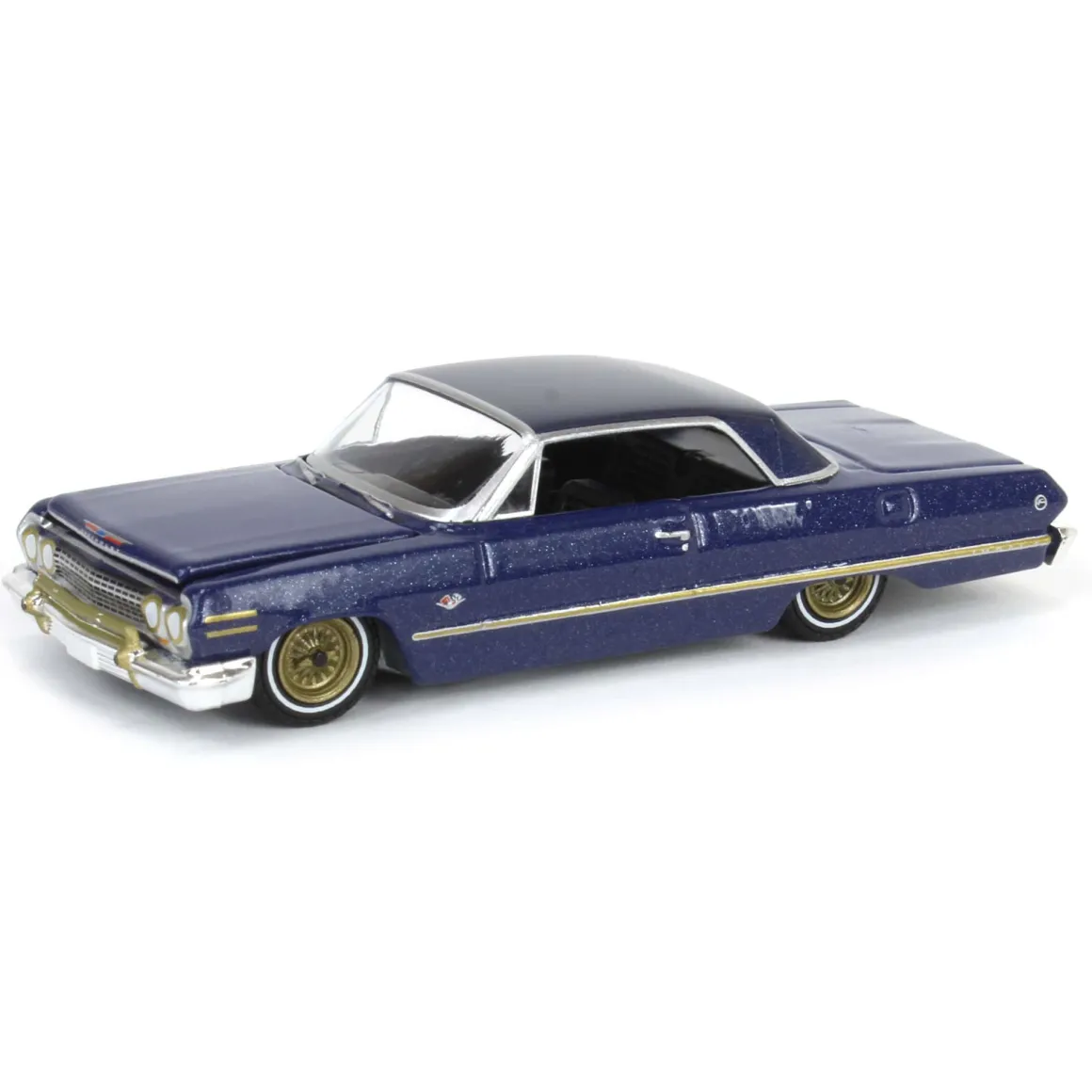 1/64 1963 Chevrolet Impala, Dark Blue & Gold, California Lowriders Series 5