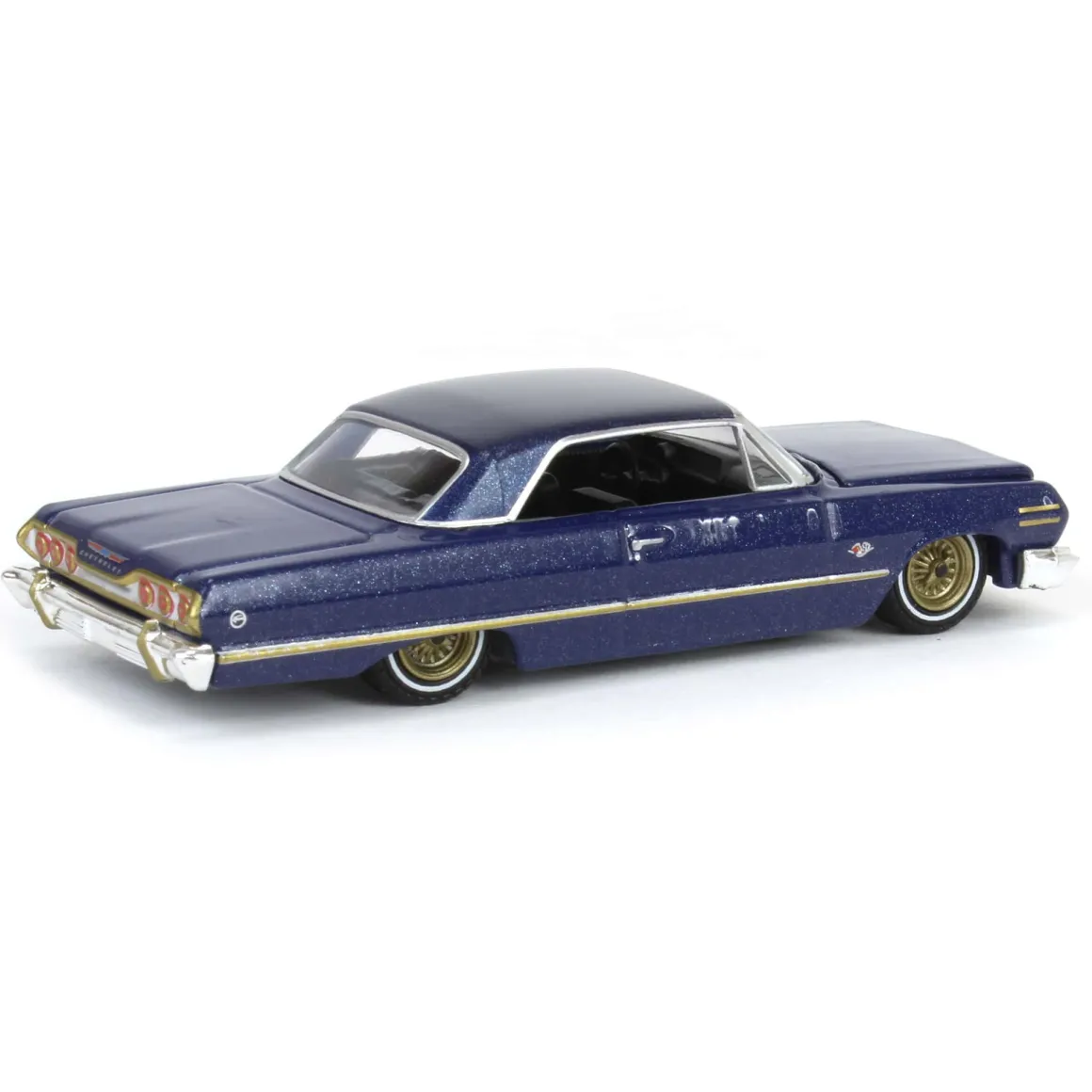 1/64 1963 Chevrolet Impala, Dark Blue & Gold, California Lowriders Series 5