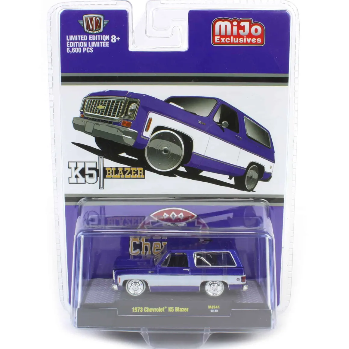 1/64 1973 Chevrolet K5 Blazer, Violet White, M2 Machines MIJO Exclusive