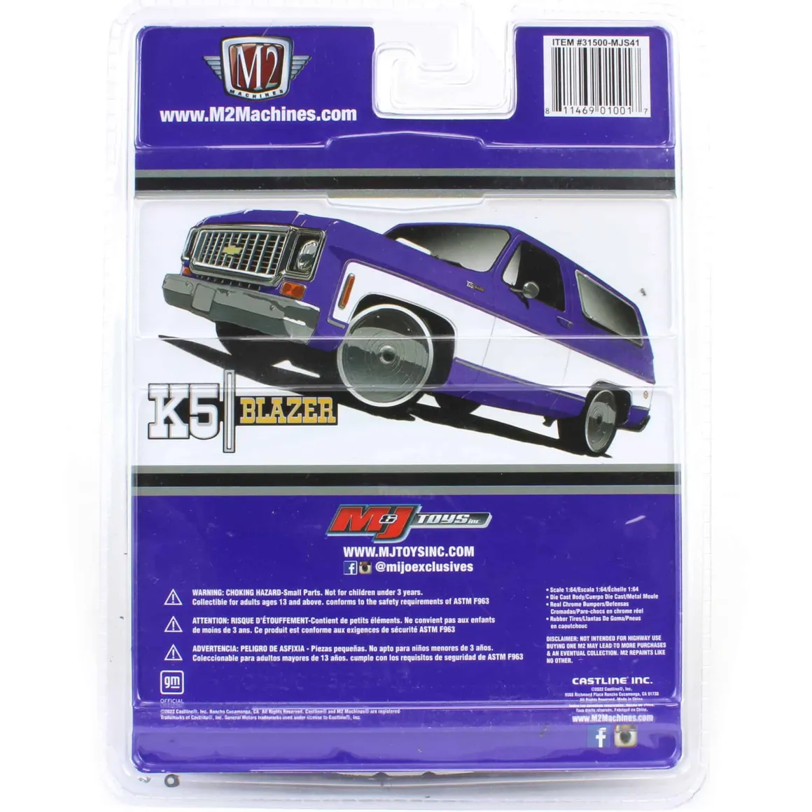 1/64 1973 Chevrolet K5 Blazer, Violet White, M2 Machines MIJO Exclusive