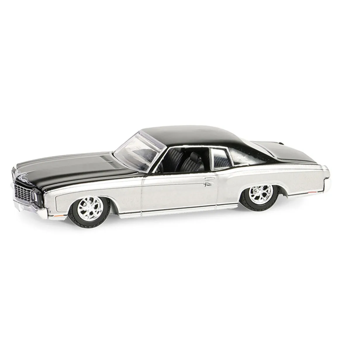 1/64 1972 Chevrolet Monte Carlo, Silver & Black, California Lowriders Series 5