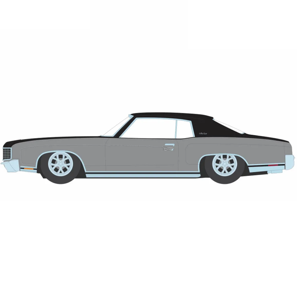 1/64 1972 Chevrolet Monte Carlo, Silver & Black, California Lowriders Series 5