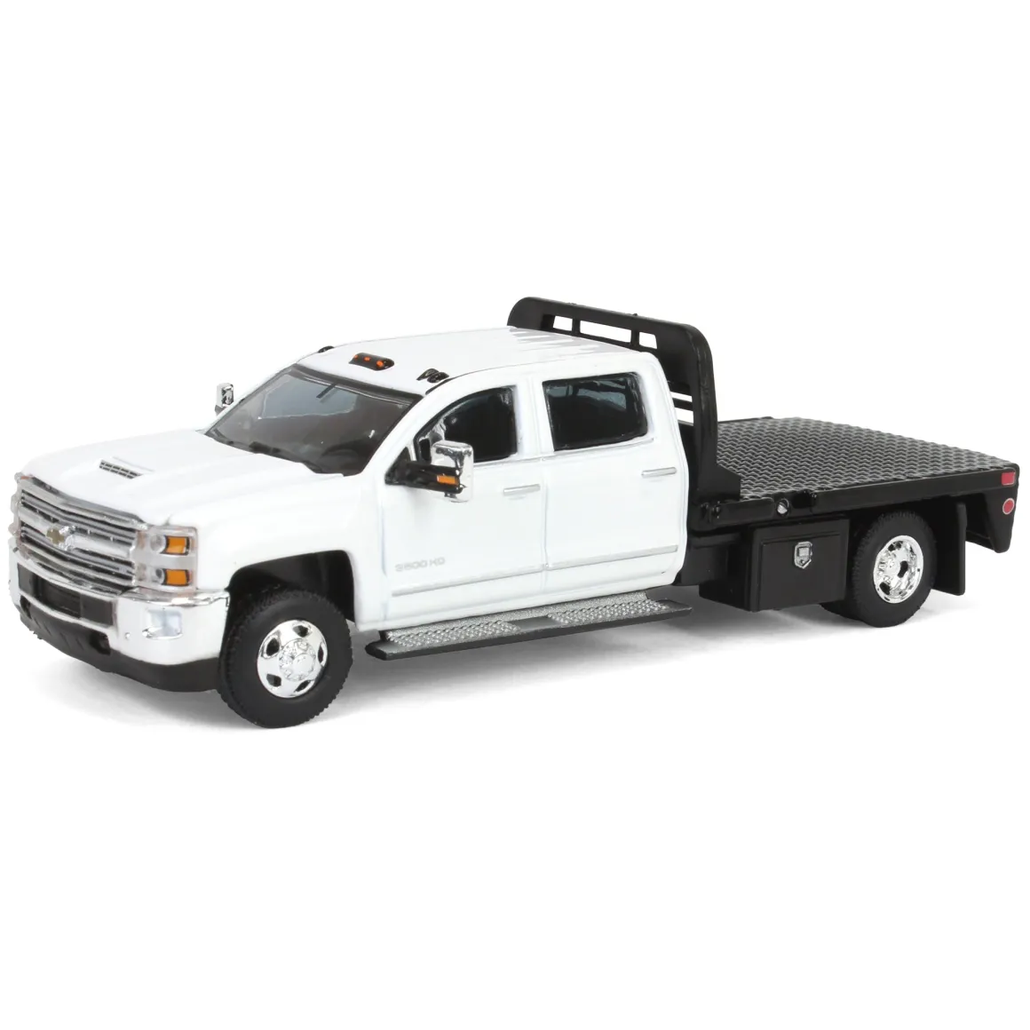 1/64 2016 Chevrolet Silverado 3500 Flatbed Dually, White, B&B Toys Exclusive