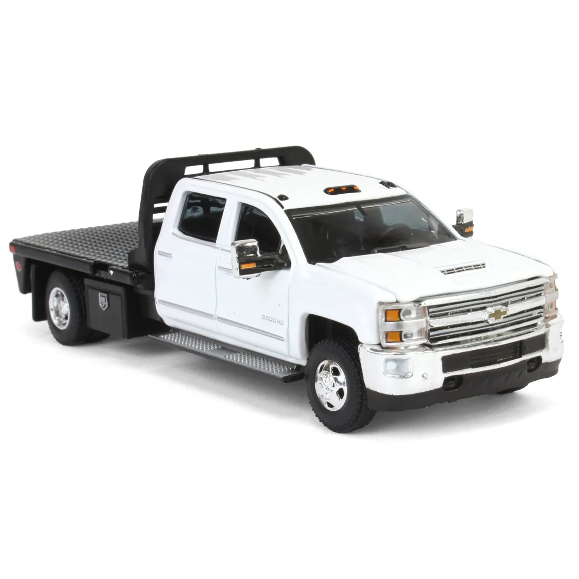 1/64 2016 Chevrolet Silverado 3500 Flatbed Dually, White, B&B Toys Exclusive