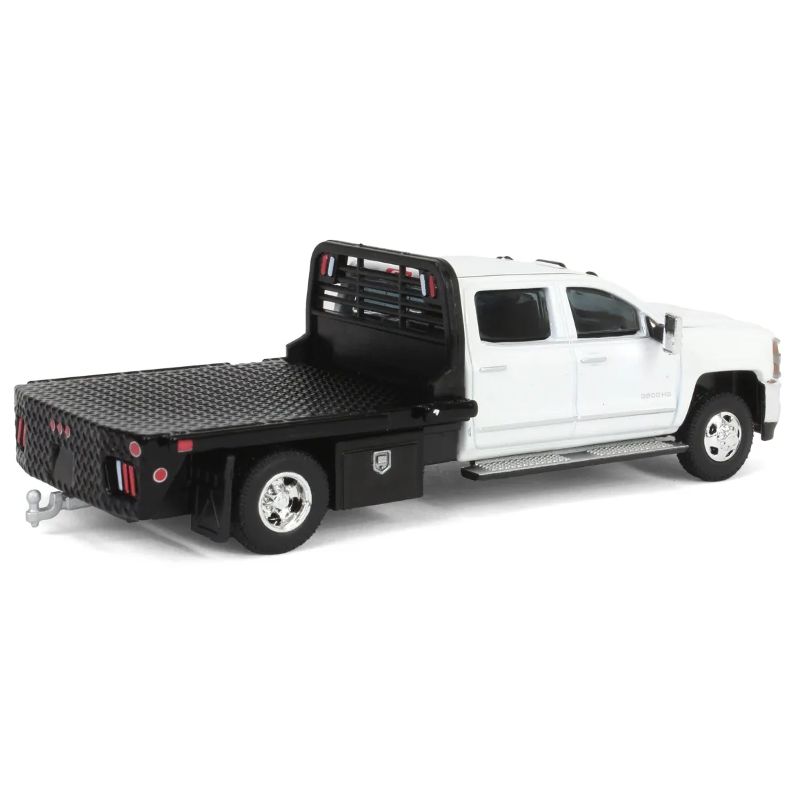 1/64 2016 Chevrolet Silverado 3500 Flatbed Dually, White, B&B Toys Exclusive