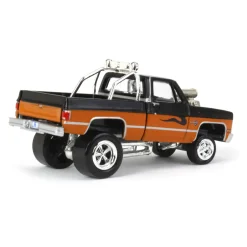 1/64 1985 Chevrolet Silverado, Black and Orange, Zingers, Johnny Lightning