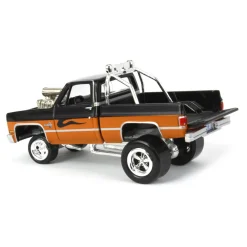 1/64 1985 Chevrolet Silverado, Black and Orange, Zingers, Johnny Lightning