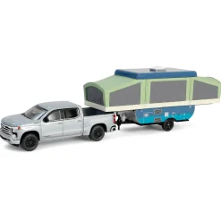 1/64 2024 Chevrolet Silverado High Country with Pop-Up Camper, Sterling Gray, Hitch & Tow Series 32