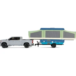 1/64 2024 Chevrolet Silverado High Country with Pop-Up Camper, Sterling Gray, Hitch & Tow Series 32
