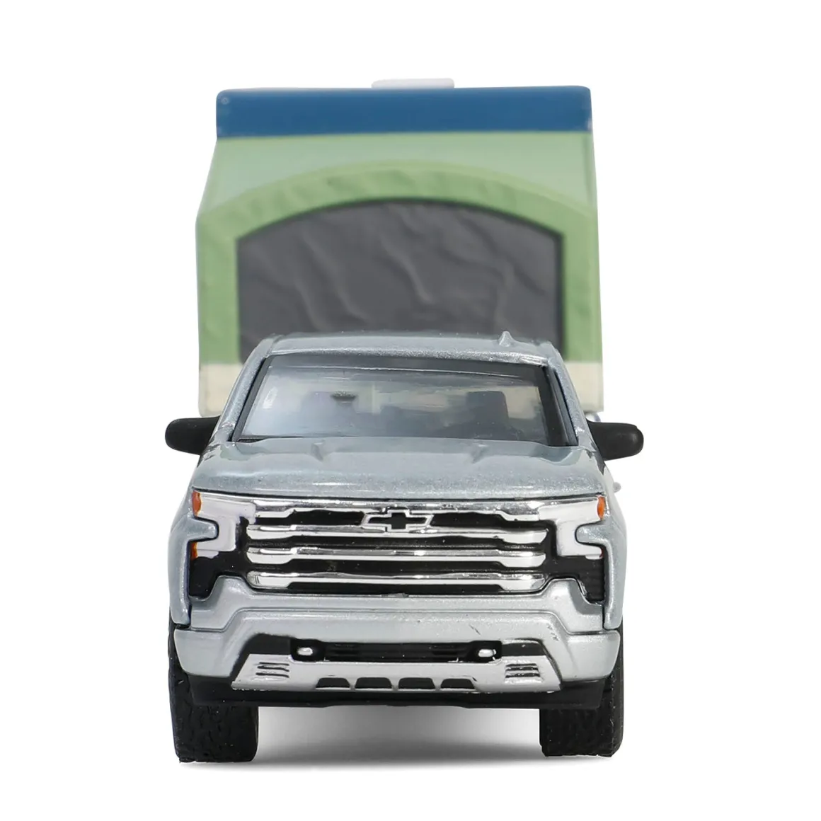 1/64 2024 Chevrolet Silverado High Country with Pop-Up Camper, Sterling Gray, Hitch & Tow Series 32