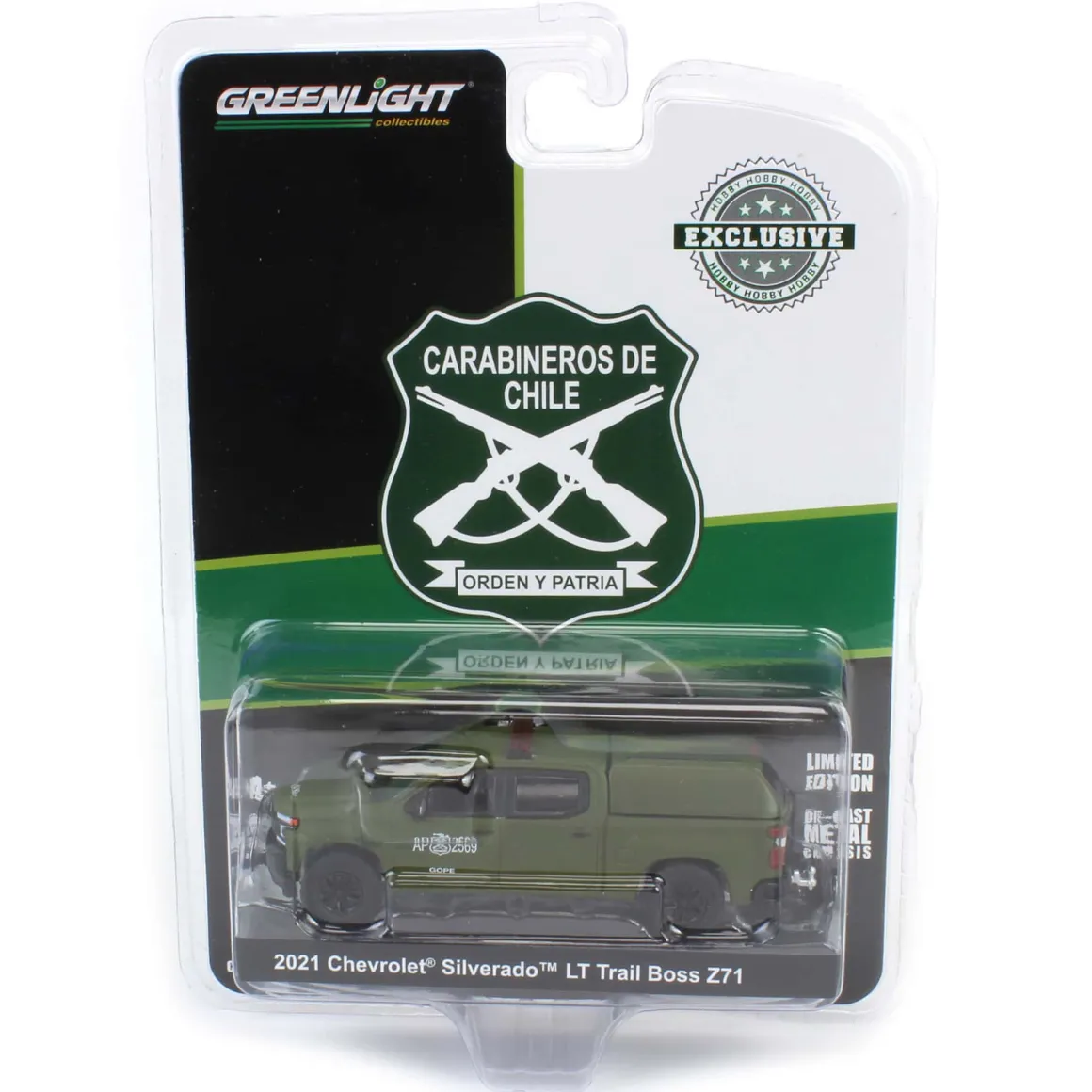 1/64 2021 Chevrolet Silverado LT Trail Boss Z71 with Camper Shell, Carabineros De Chile