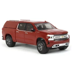 1/64 2022 Chevrolet Silverado LTD High Country with Camper Shell, Cherry Red, Showroom Floor Series 2