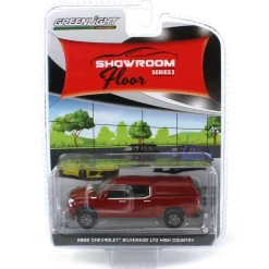 1/64 2022 Chevrolet Silverado LTD High Country with Camper Shell, Cherry Red, Showroom Floor Series 2