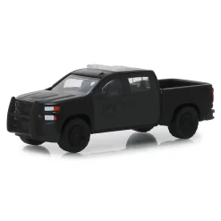 1/64 2019 Chevrolet Silverado Police Pickup Truck, Black Bandit Series 21
