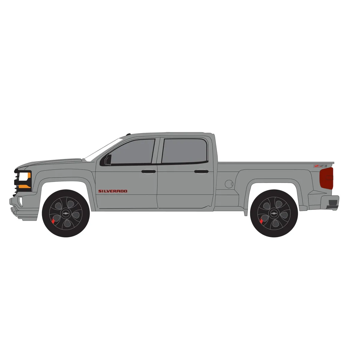 1/64 2018 Chevrolet Silverado, Red Line Series, 100th Anniversary of Chevy Trucks