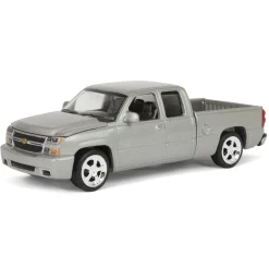 1/64 2006 Chevrolet Silverado SS Extended Cab Fleetside Pickup Truck, Silver, Auto World