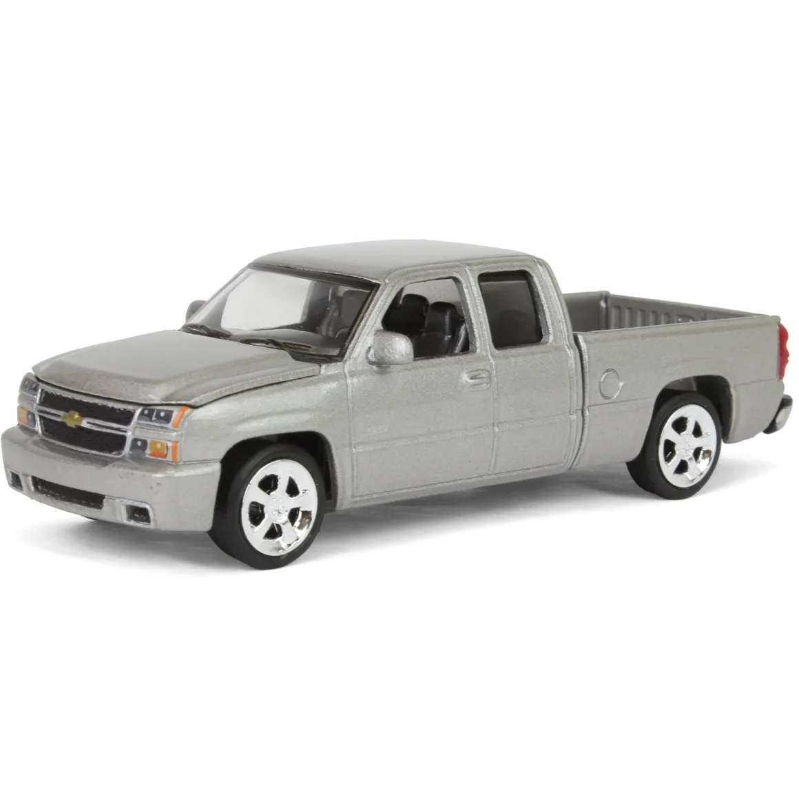 1/64 2006 Chevrolet Silverado SS Extended Cab Fleetside Pickup Truck, Silver, Auto World