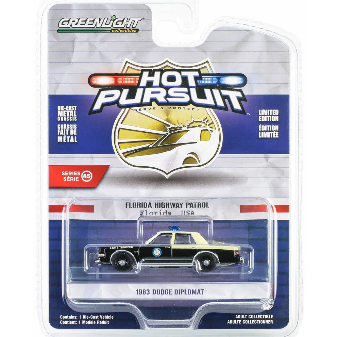 1/64 1983 Dodge Diplomat, Florida Highway Patrol, Hot Pursuit Series 45