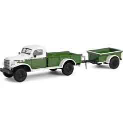 1/64 1950 Dodge Power Wagon with 1/4 Ton Cargo Trailer, Green & White, Hitch & Tow Series 32