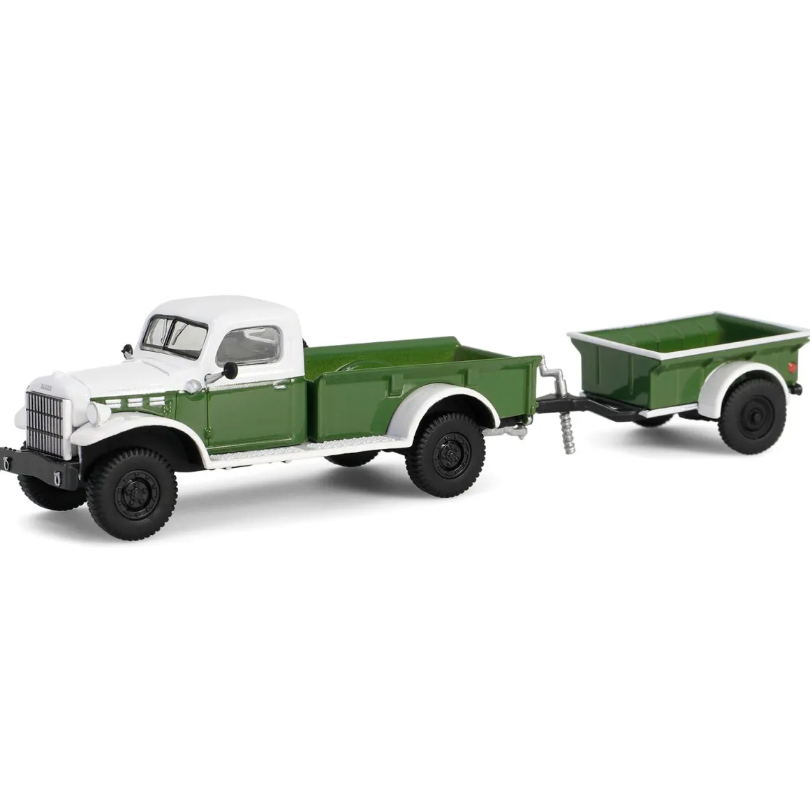 1/64 1950 Dodge Power Wagon with 1/4 Ton Cargo Trailer, Green & White, Hitch & Tow Series 32