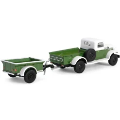 1/64 1950 Dodge Power Wagon with 1/4 Ton Cargo Trailer, Green & White, Hitch & Tow Series 32