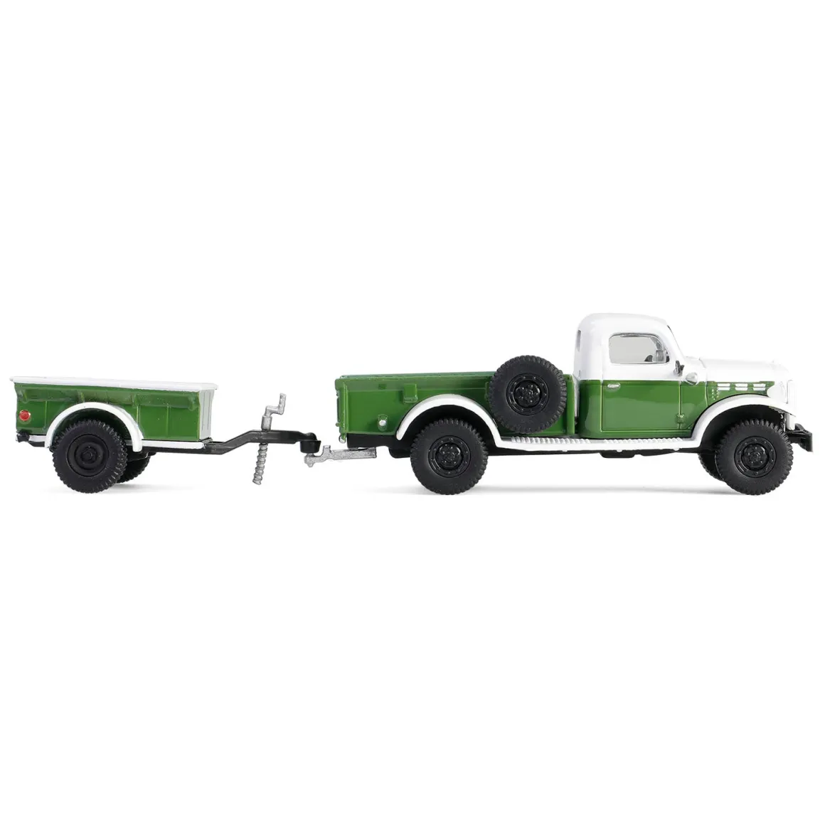 1/64 1950 Dodge Power Wagon with 1/4 Ton Cargo Trailer, Green & White, Hitch & Tow Series 32