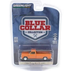 1/64 1982 Dodge Ram D-250, DOT Orange, Blue Collar Series 13