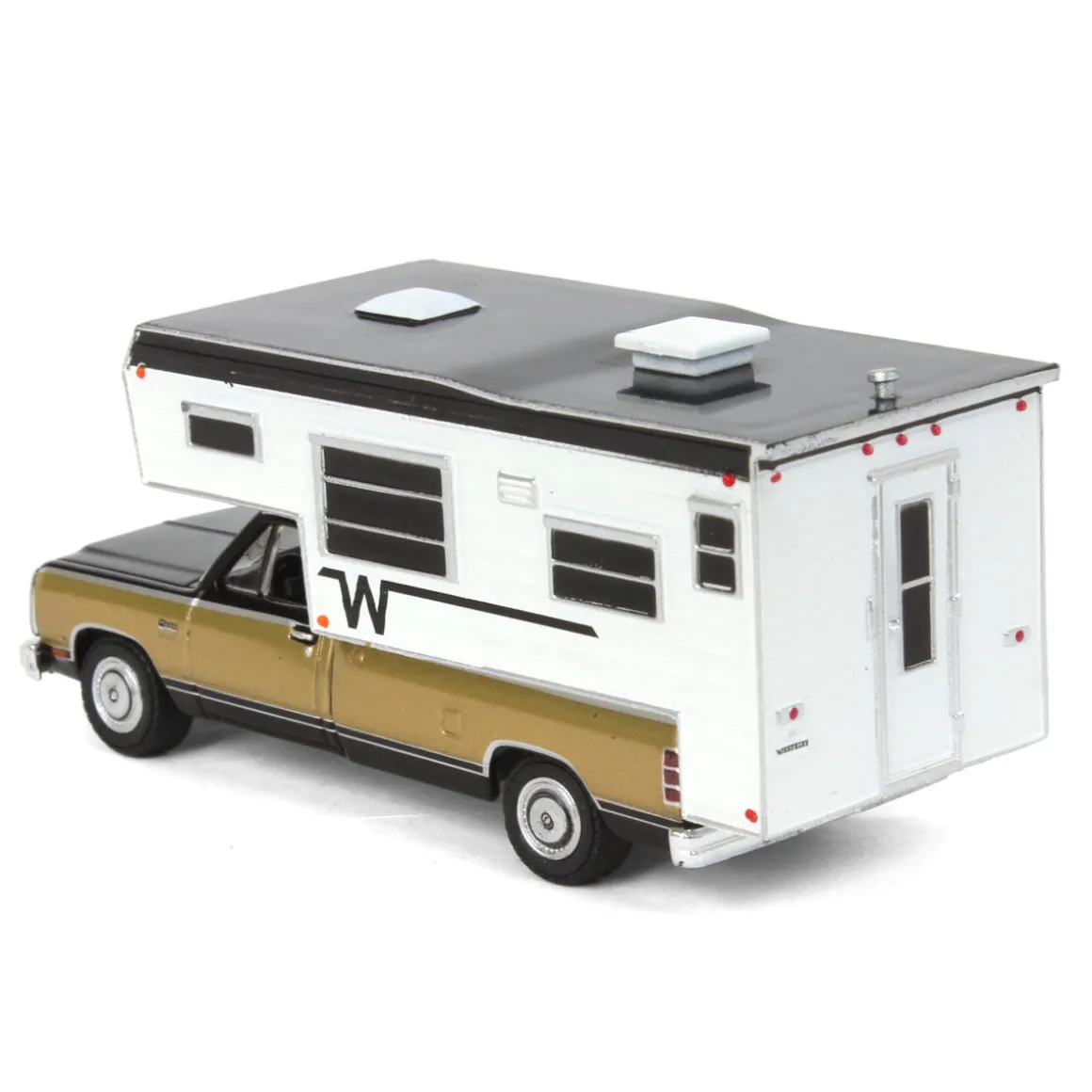 1/64 1990 Dodge Ram D-250 Royal SE with Winnebago Camper, Black and Sand