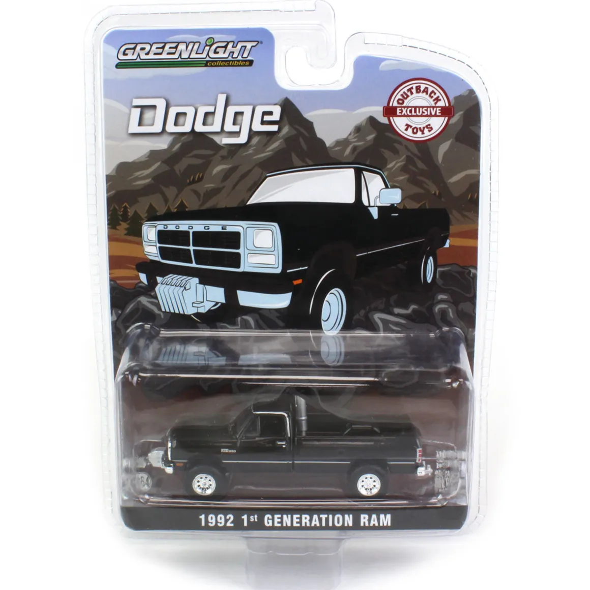 1/64 1992 Dodge Ram 1st Generation, Black Pulling Truck, Outback Toys Exclusive