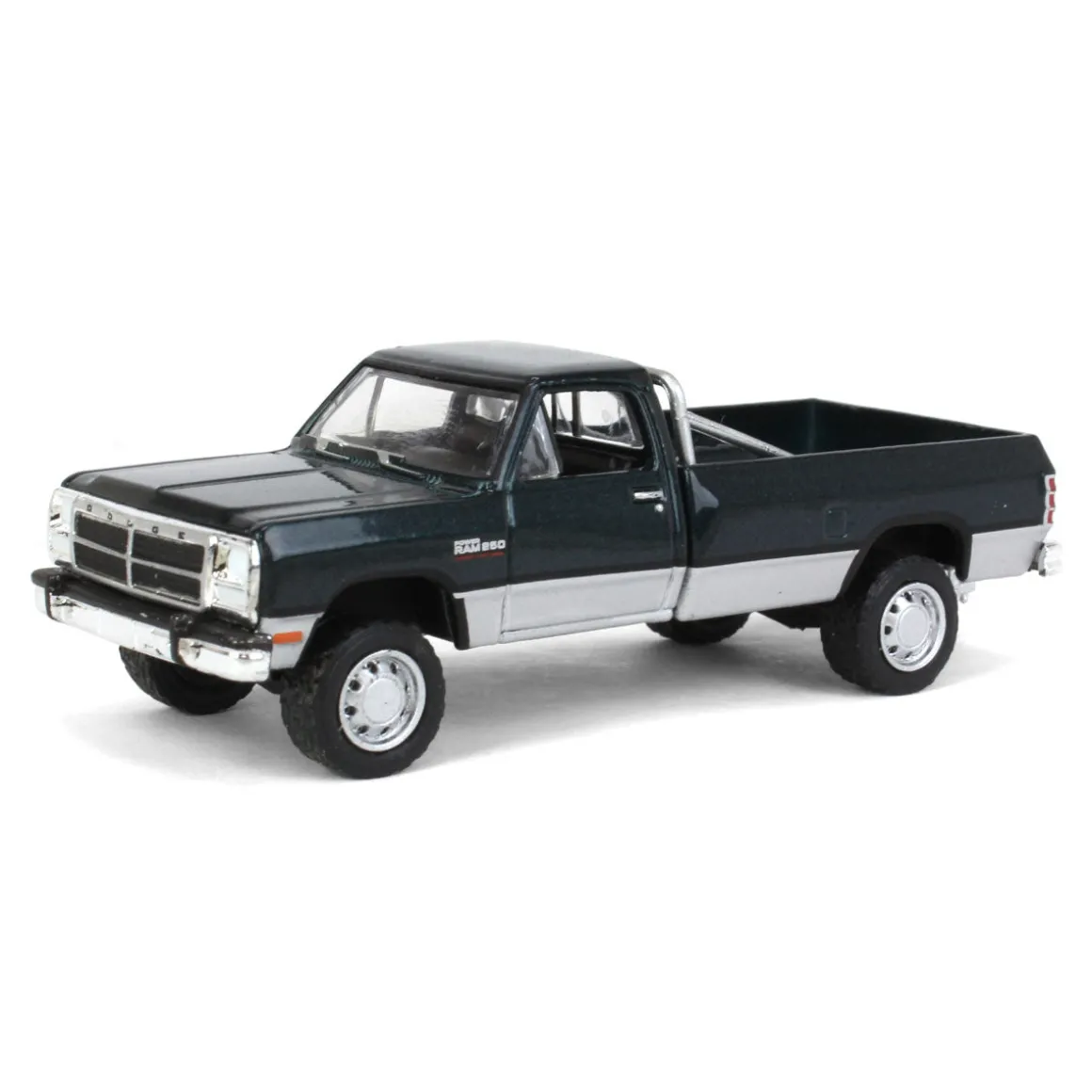 1/64 1992 Dodge Ram 1st Generation, Lifted, Green & Silver, Outback Toys Exclusive