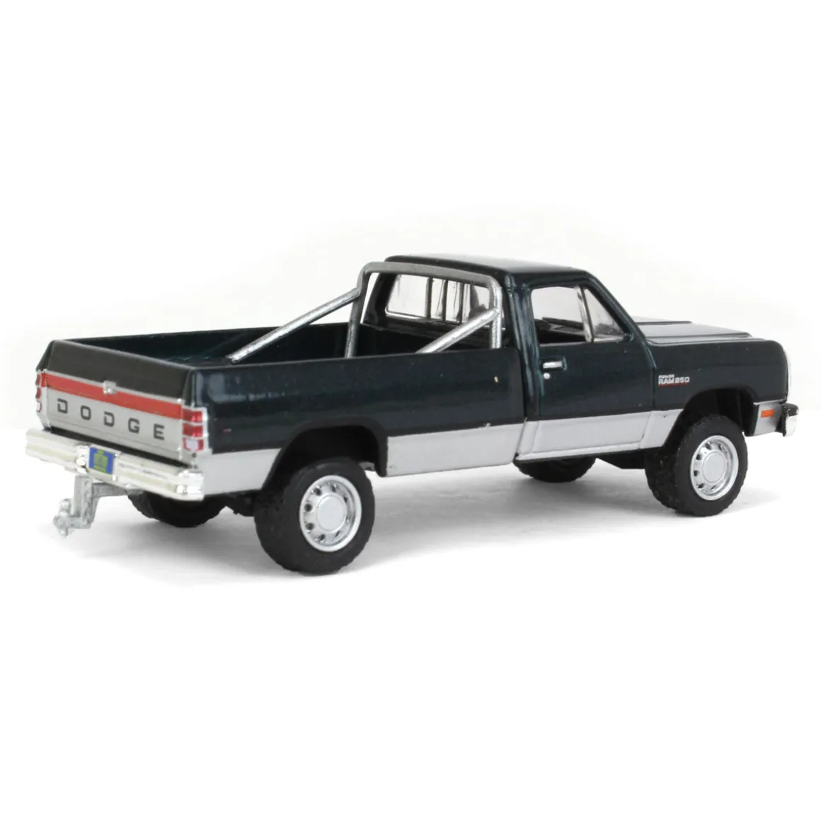1/64 1992 Dodge Ram 1st Generation, Lifted, Green & Silver, Outback Toys Exclusive