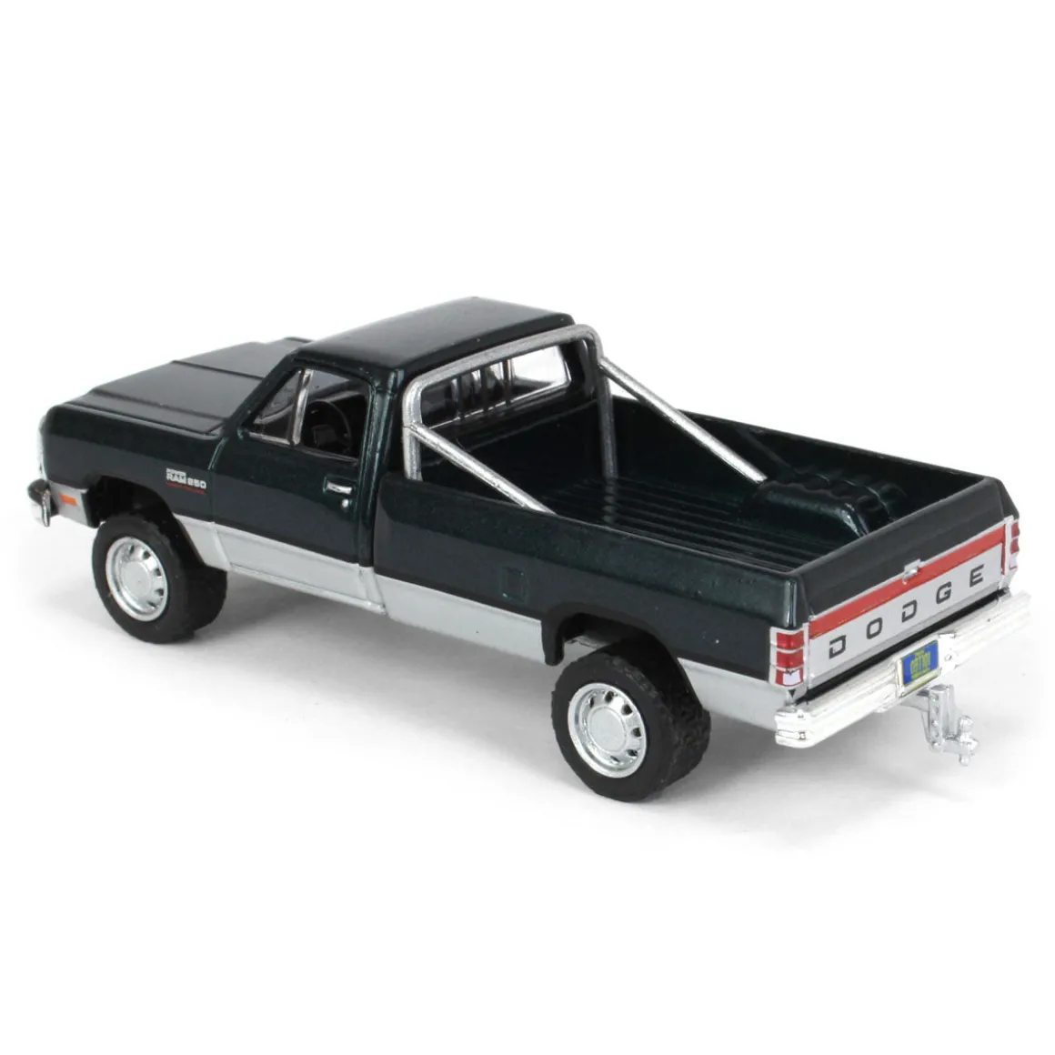 1/64 1992 Dodge Ram 1st Generation, Lifted, Green & Silver, Outback Toys Exclusive