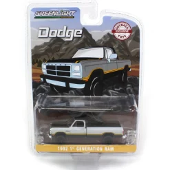 1/64 1992 Dodge Ram 1st Generation, Lifted, Silver & Black, Outback Toys Exclusive
