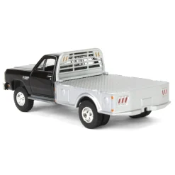 1/64 1985 Dodge Ram W350 Dually Flatbed Pickup Truck, Black with Silver Flatbed, Diecast Direct Exclusive