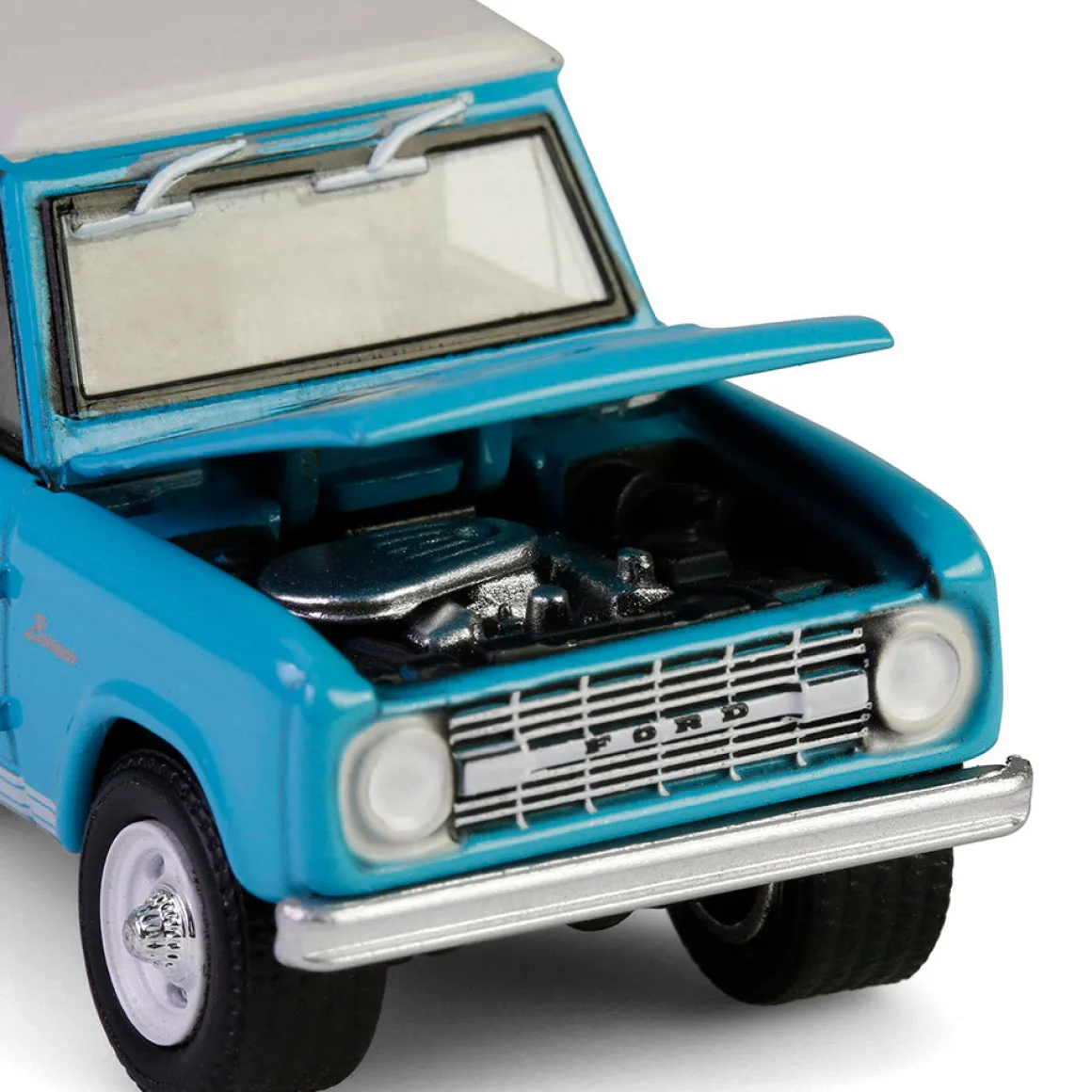 1/64 1966 Ford Bronco Custom SUV, Scottsdale 2024, Turquoise Blue, Barrett-Jackson Series 15