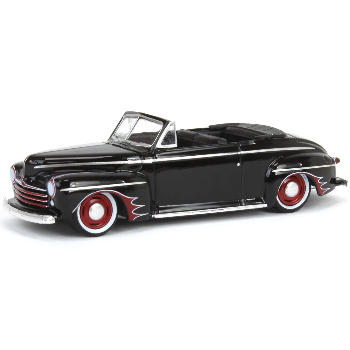 1/64 1947 Ford Deluxe Convertible Lowrider, Black & Red, California Lowriders Series 5