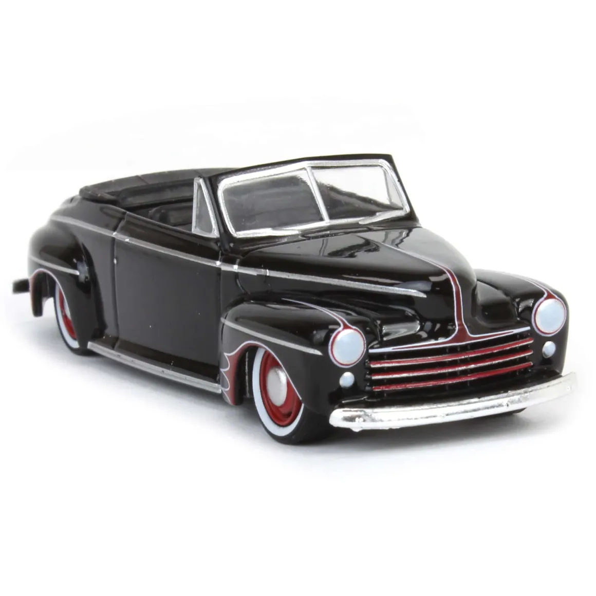 1/64 1947 Ford Deluxe Convertible Lowrider, Black & Red, California Lowriders Series 5