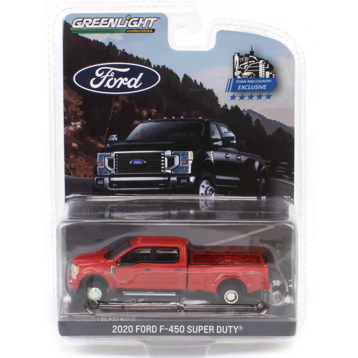 1/64 2020 Ford F-450 Platinum Super Duty Dually Pickup Truck, Rapid Red, Town & Country Exclusive