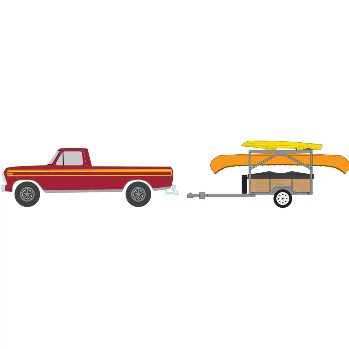 1/64 1978 Ford F-150 Ranger Explorer with Canoe Trailer & Canoe Rack, Hitch & Tow Series 31