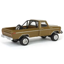 1/64 1979 Ford F250 Ranger Lifted with Rollbar Mounted Spare Tire, Gold Metallic, All-Terrain Series 16
