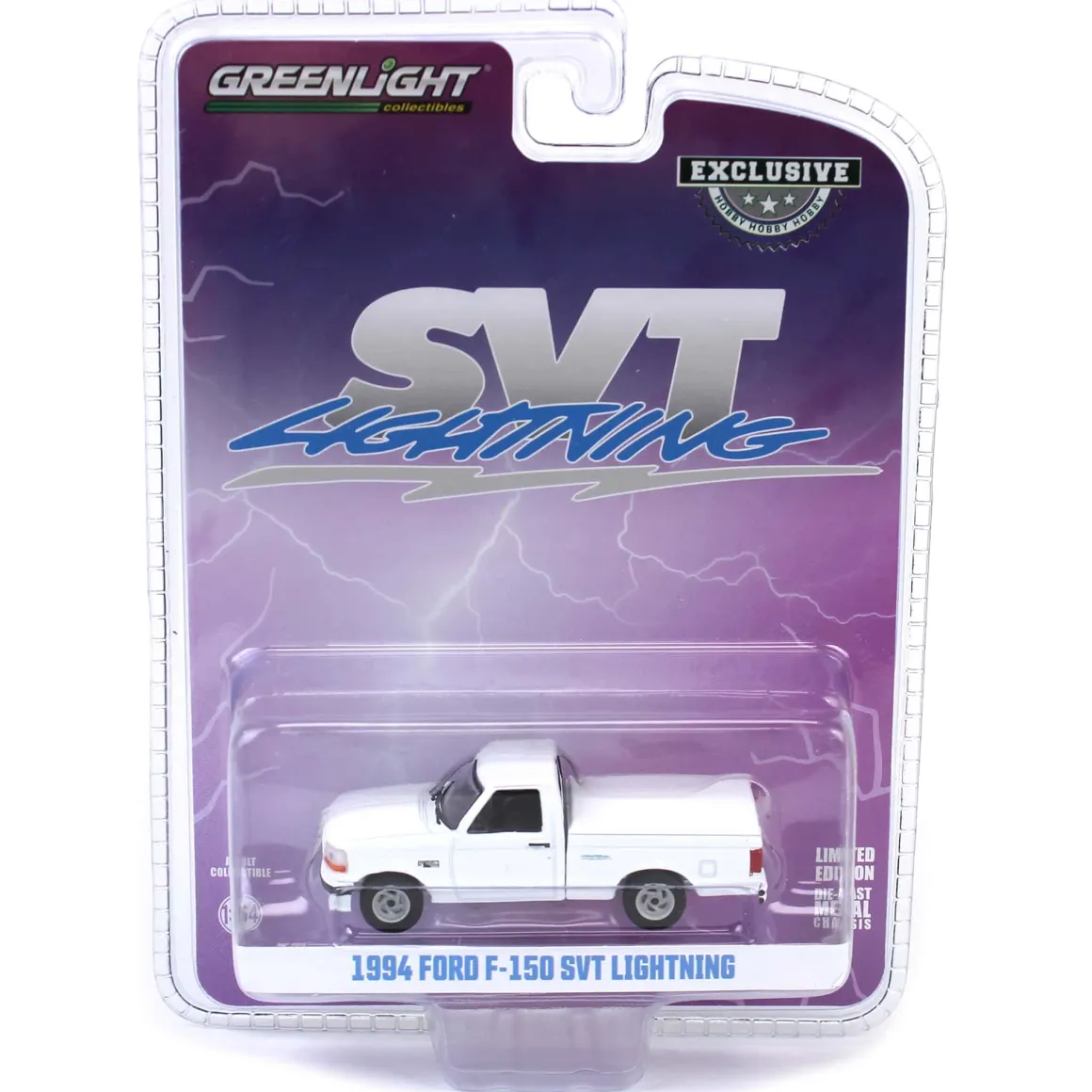 1/64 1994 Ford F-150 SVT Lightning with Tonneau Bed Cover, White, Hobby Exclusive