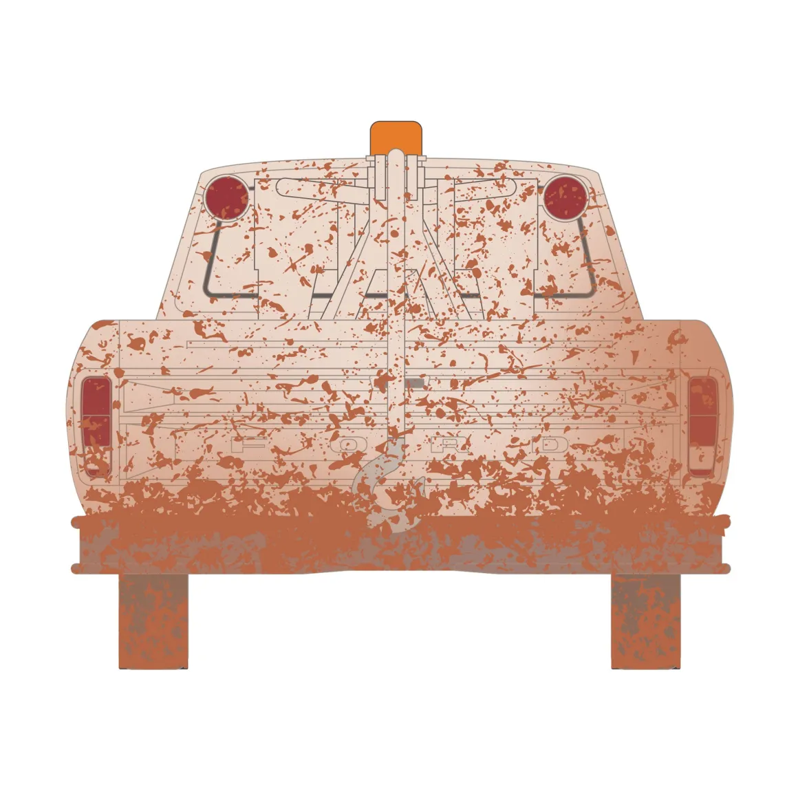 1/64 1973 Ford F-100 with Drop-In Tow Hook, Weathered White, Blue Collar Collection Series 14