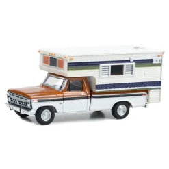 1/64 1976 Ford F-250 with Large Camper, Nectarine Poly and White